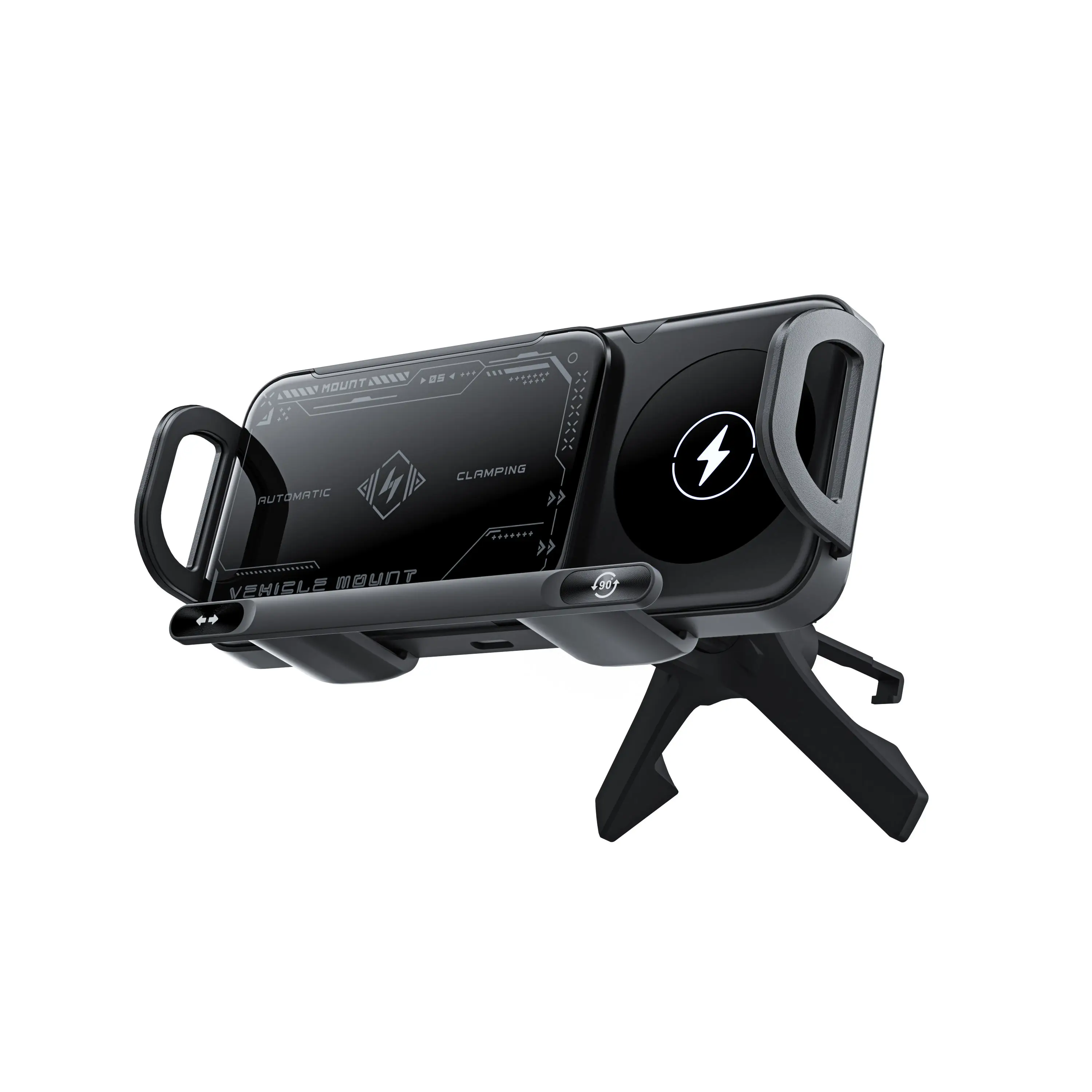 Foldable Phone Holder Car Wireless Charging Phone Mount Universal Phone Holder Intelligent Induction Electric Rotation Charger - Image 4