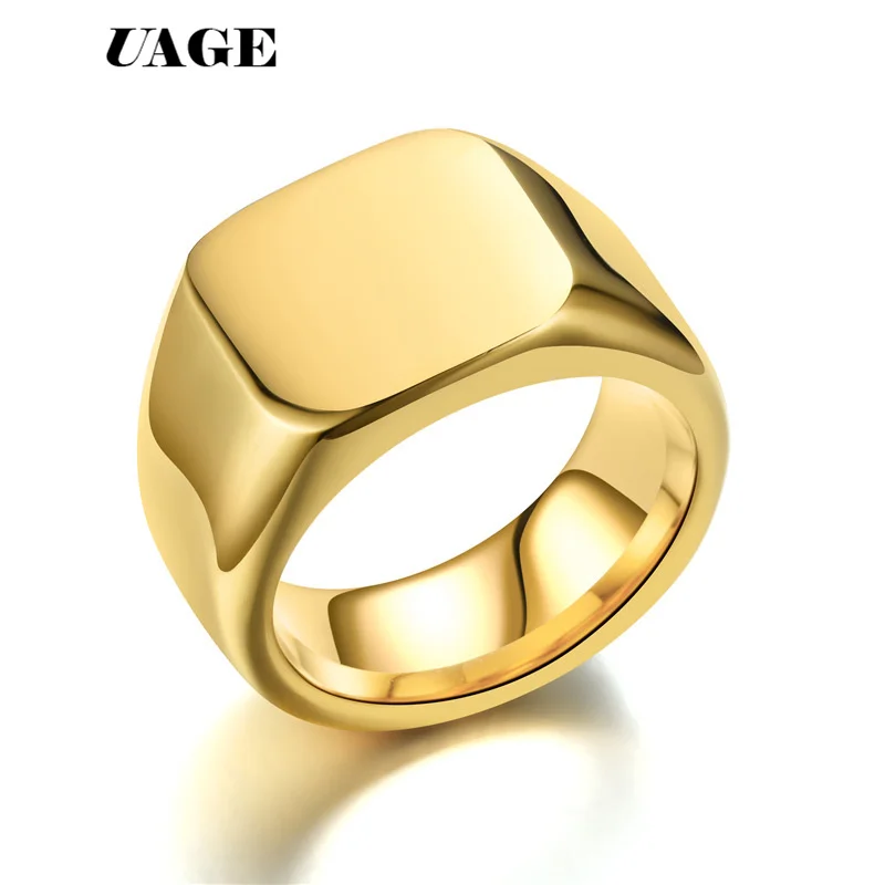 UAGE Fashion 14mm Glossy bright wedding ring for men male naver fade stainless steel engagement Rings Jewelry Wholesale