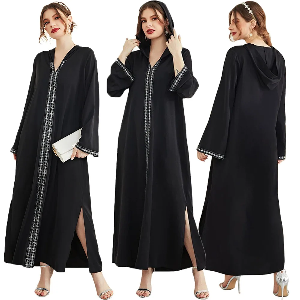 

Muslim Abaya Ethnic Style Islam Abaya Dress for Women Solid Color Loose Casual Robe Femme Musulman for Middle East Arabia Dress