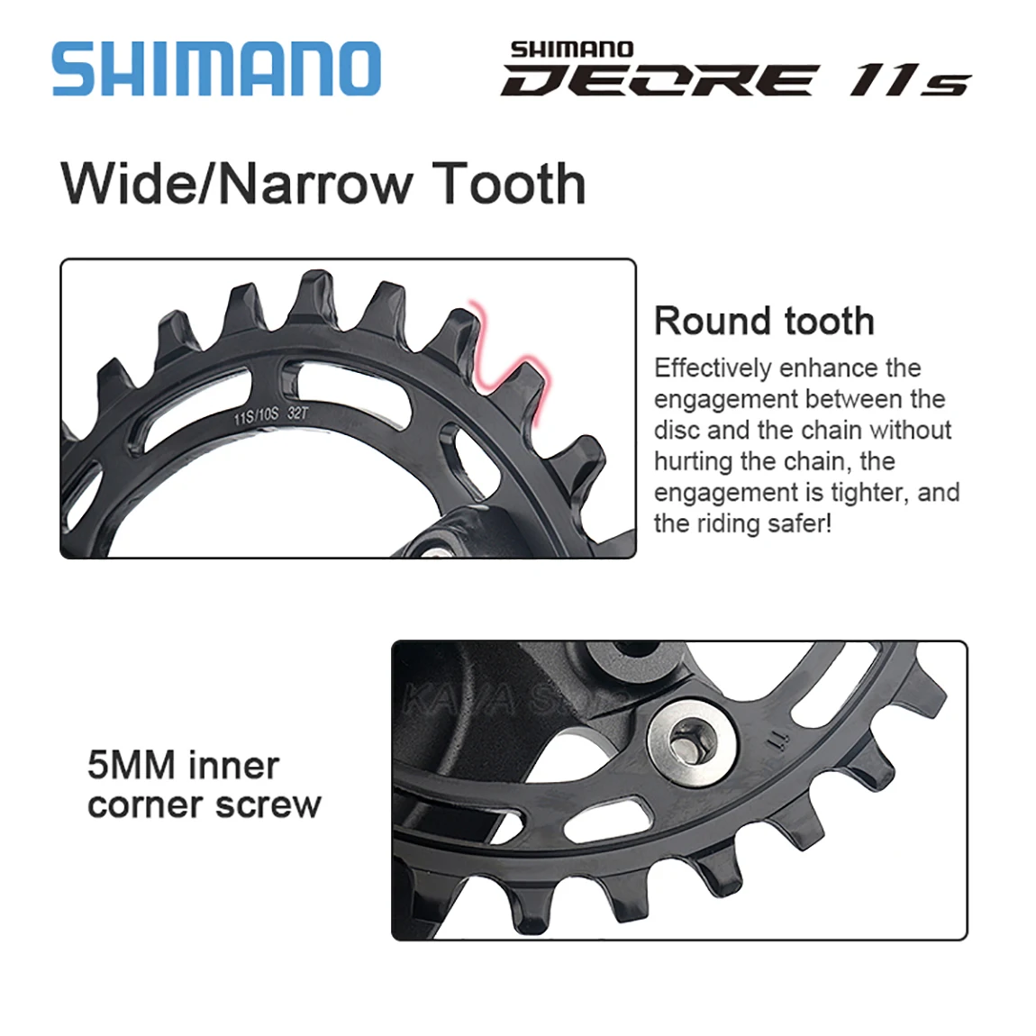 Shimano Deore 11-fach Kettenblatt M5100 Integriertes Kurbelgarnitur-Set MTB 10 11 12 Gang Pedivela 34T 36T 38T 32T Crown Fahrradkurbel – Detail 7