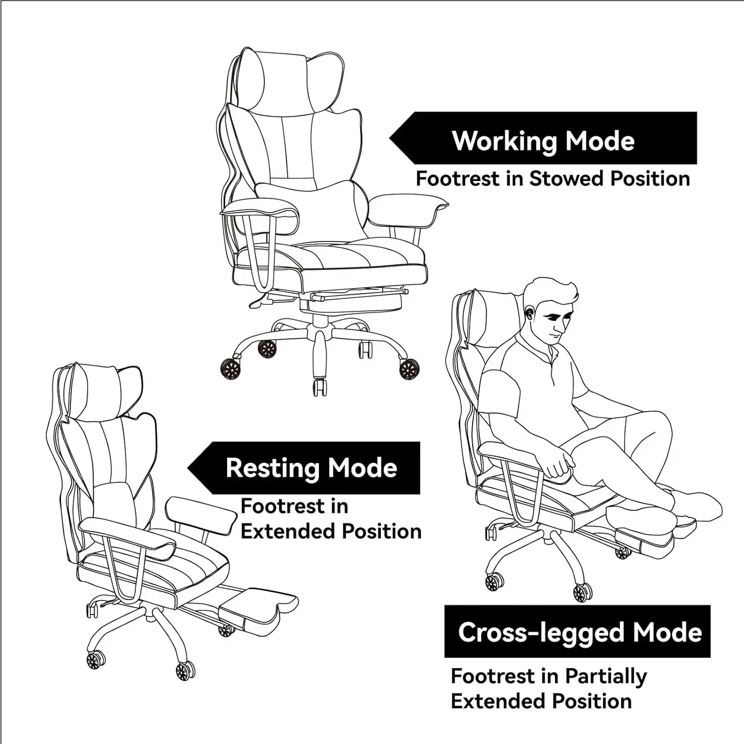 Desk Office Chair 400LBS, Big and Tall Office Chair, PU Leather Computer Chair, Executive Office Chair with Leg Rest and Lumbar