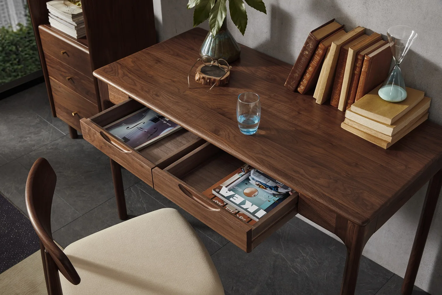 -oo B5164 New Developed Office Desk Black Walnut Wood Standing Desk Frame Computer Tables for Bedroom
