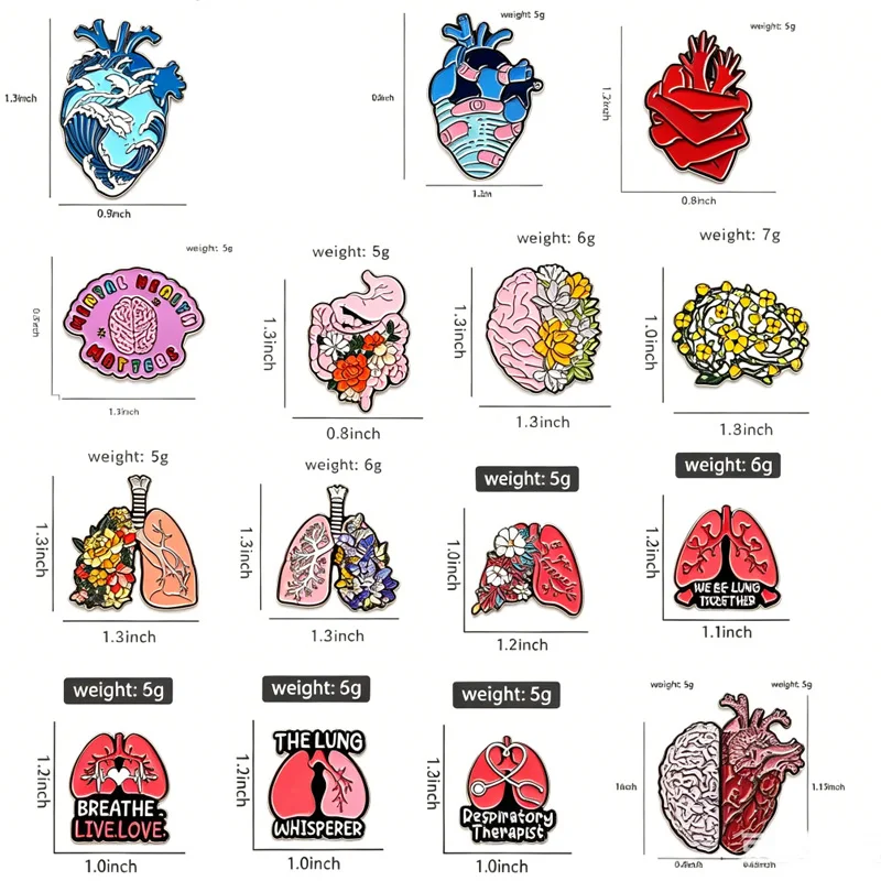 Kreative Gehirn Emaille Pins Cartoon Organ Lunge Herz Broschen Revers Abzeichen Zubehör Kleidung Pin Geschenk für Medizin studenten – Detail 1