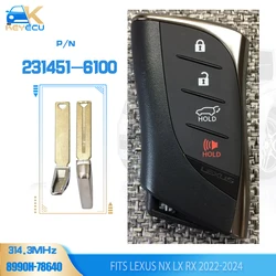 KEYECU 231451-6100, 8990H-78640,8990H-78642 P4=BA Smart Keyless Remote Key 4 Button 314.3MHz P4 Fob for LEXUS NX LX RX 2022-2024