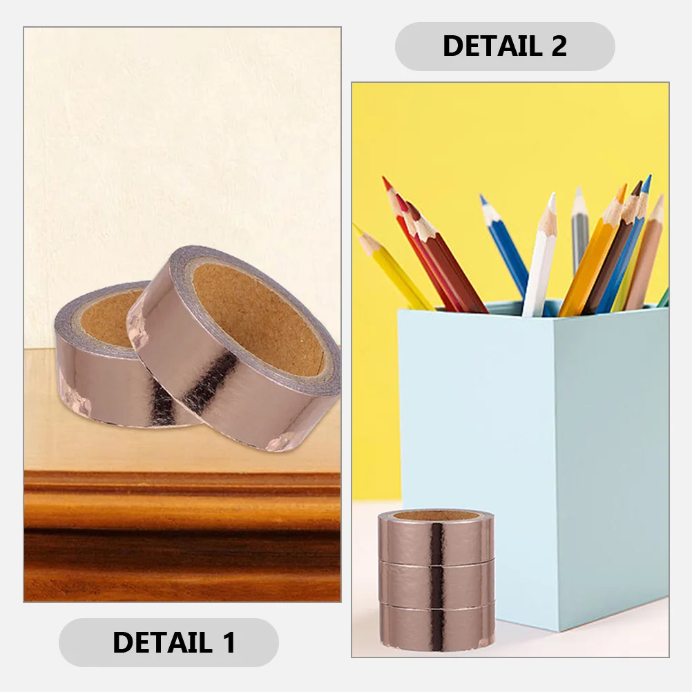 

3 Rolls Colors Scrapbooking Decorative Washi Tape Rose Gold DIY Metallic Whisper Paper Mirror
