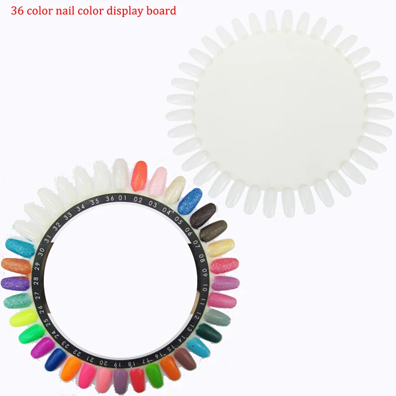 36 Colors Round Nail Polish Gel Color Palette Chart Display Art Tip Fake Palette