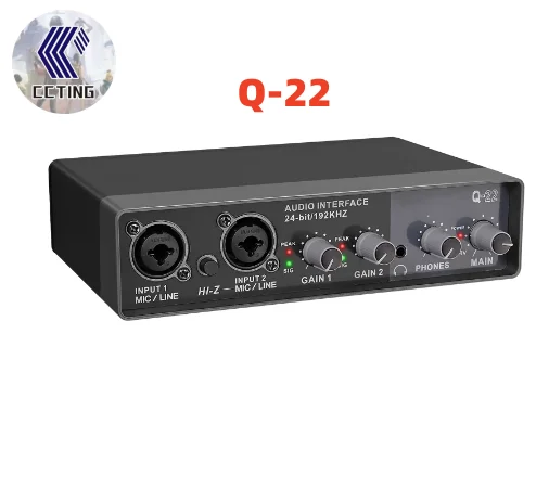 Q-24 Q-22 Q-12 Audio Interface Sound Card With Monitor Mixing Console Studio Recording Microphone 48V Phantom Power Sound Mixer