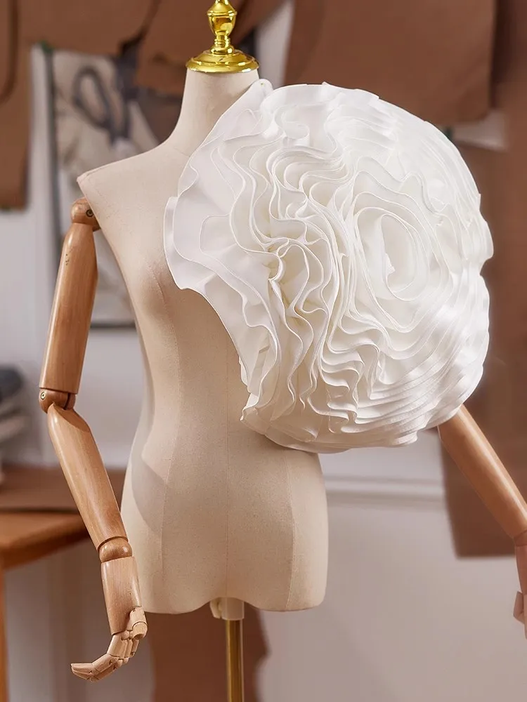 Women's Elegant Designer Big Mesh White Flower Female Vintage Photography Formal Dress Performance Party Glove R1592