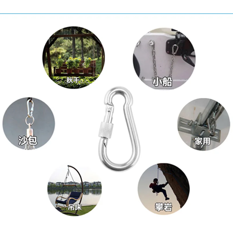 M4/M5/M6/M8 Multifunctional 304 Stainless Steel Spring Snap Carabiner Quick Link Lock Ring Hook snap shackle Chain Fastener Hook