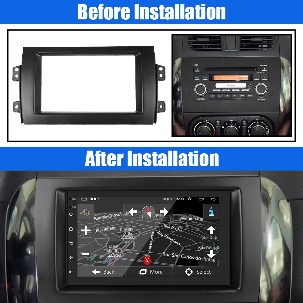 Car DVD Player Panel Frame 2Din Stereo Trim Cover Auto Radio Audio Fascias Fit Automotive Accessories For Suzuki SX4 Fiat Sedici