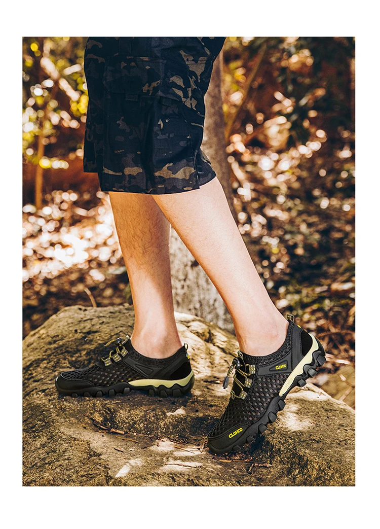 CLOHOO Mesh Shoes Thick Rubber Sole Handmade Cold Glue Casual Outdoor Sports Men's Shoes Breathable Comfortable Summer Sandals