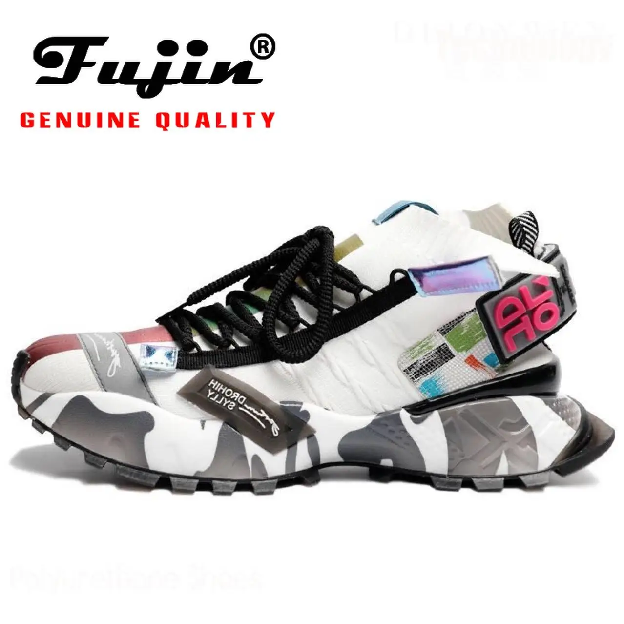 Fujin Genuines Quality Men Women Sneakers Platform Breathable Comfortable Women Shoes Chunky Ins Style Knitting Sock Shoes