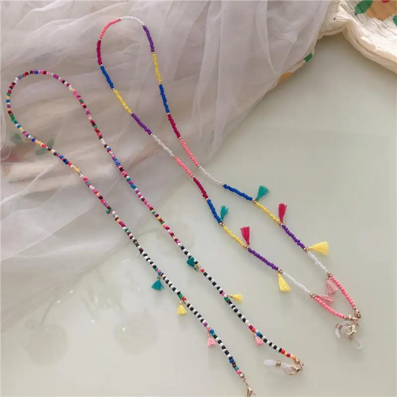 Beaded Glasses Chain Women Bohemian Colored Mask Strap Face Mask Lanyard Anti Slip Eyeglass Sunglasses Chain Eyewear Accessories