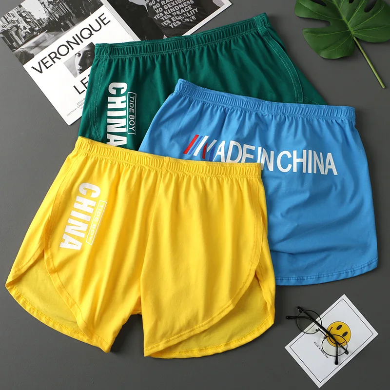 Fashion Loose Men\'s Underwear 100%Cotton Soft Mid Waist Arrow Pants Breathable Underpants Boys Large Size Boxer Shorts Sleepwear