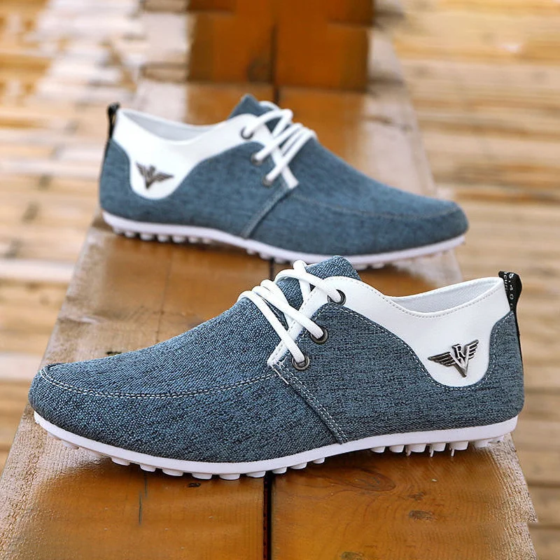 Men Lace-up Linen Cloth Breathable Mens Canvas Shoes Moccasins Flats Driving Footwear Zapatos De Hombre Brand Casual Shoes for