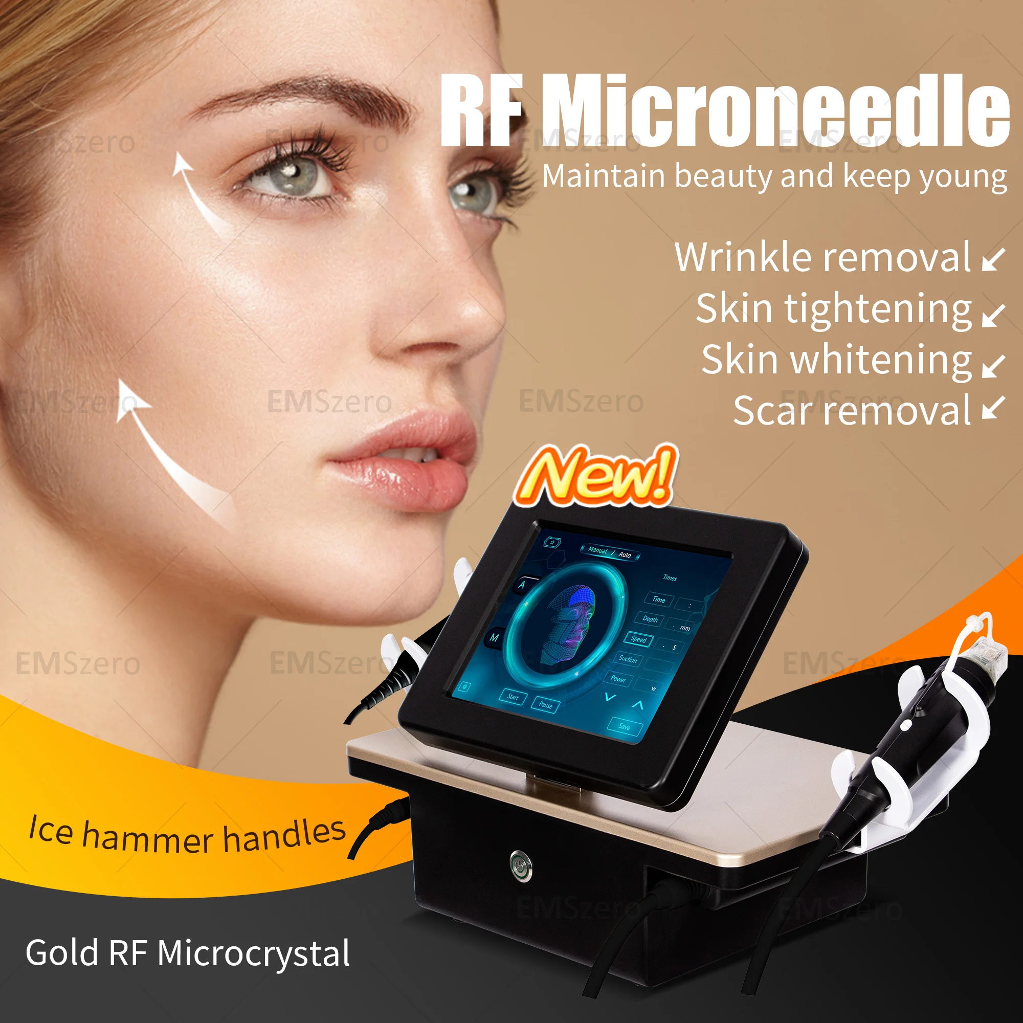 Portable morpheus8professionalmachineRadioFrequencyGold RFMicroneedleskinLifting AndTighteningAnti-AgingAcneRemova