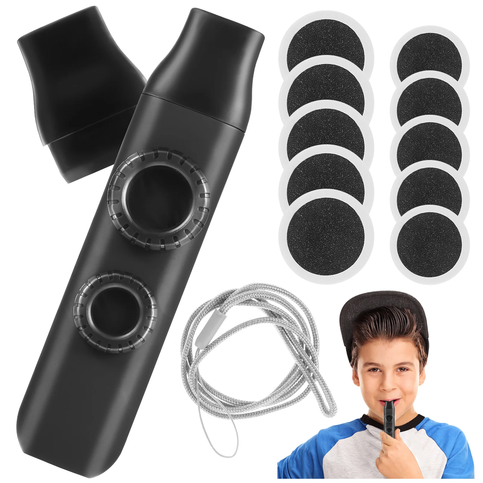 

Double Hole Kazoo for Kids Adults Musical Instruments Harmonica Simple Kazoos Black Student