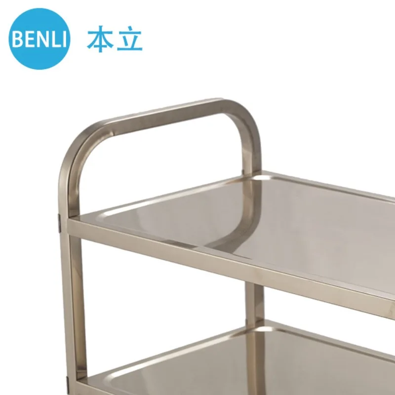 Stainless steel food delivery cart, bowl collection cart, hotel restaurant trolley, three-layer kitchen mobile serving cart