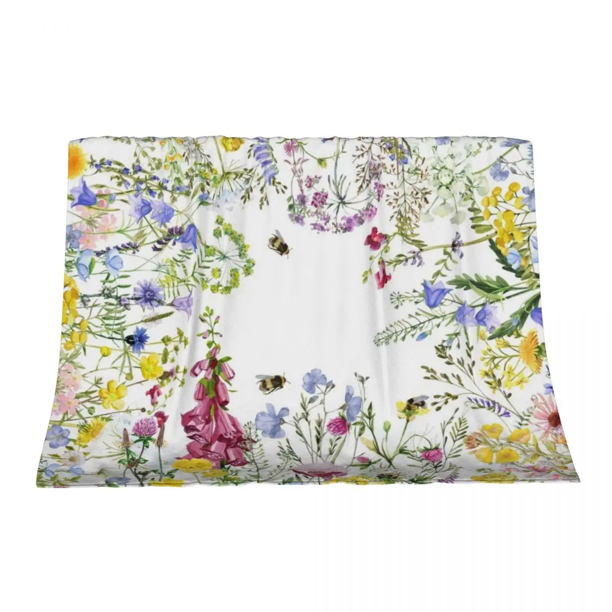

colorful hand drawn watercolor wildflower frame Throw Blanket Luxury Brand decorative Flannels Extra Large Throw Blankets