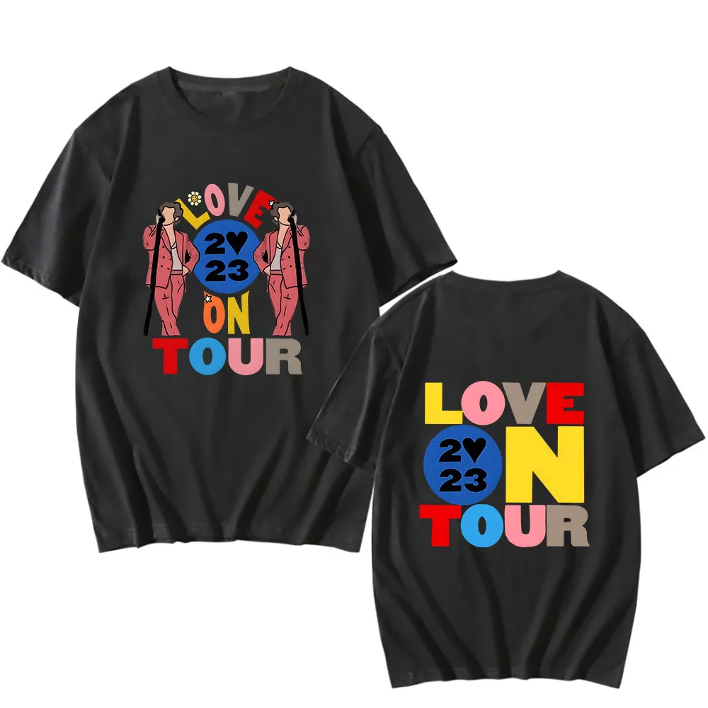 Harrys House Love on Tour Men Clothing Creative Printing Casual Loose Round Neck Summer Short Sleeve Simple Tops Teenage Tide image 2