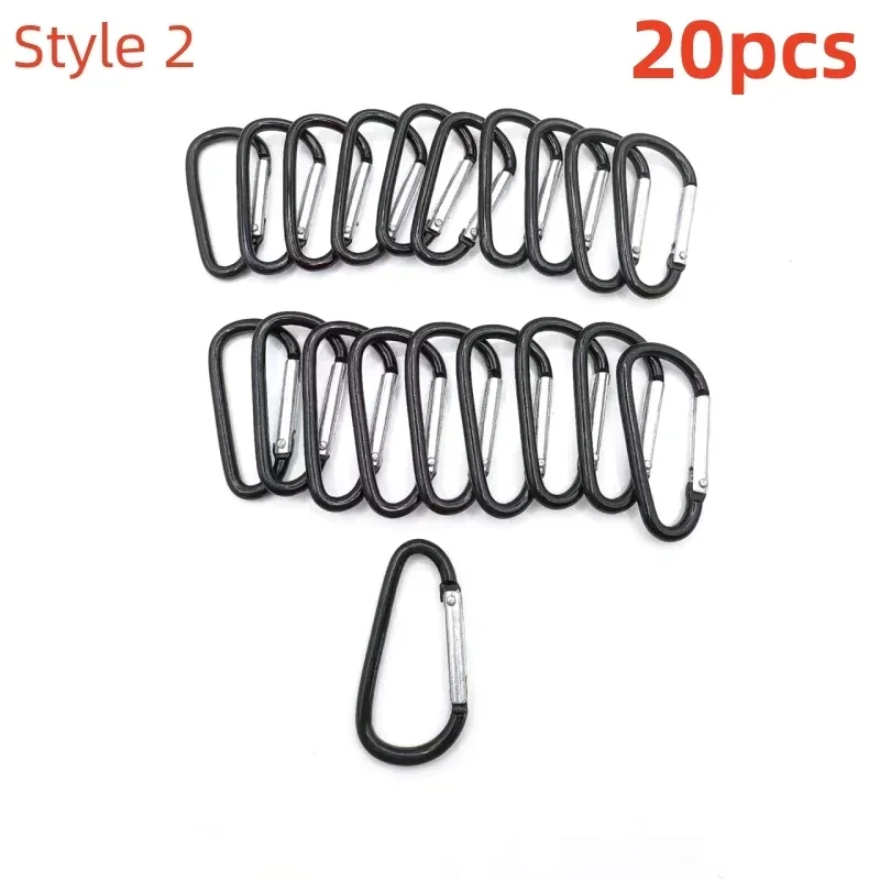 20 pieces black/silver black carabiners