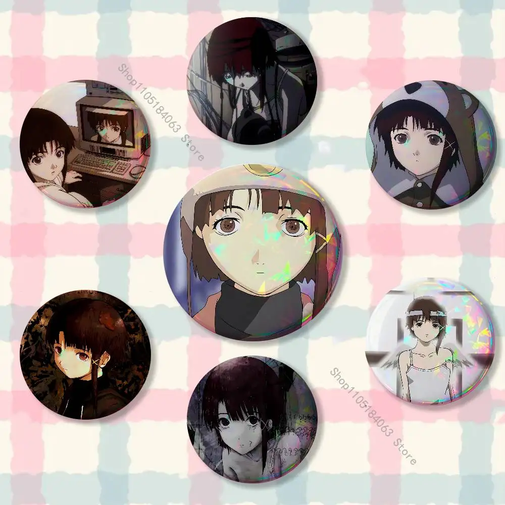 

Serial E-Experiments LainS Badge on Backpack Clothes decoration Tinplate Round Brooch Funny Custom Gifts for Friend