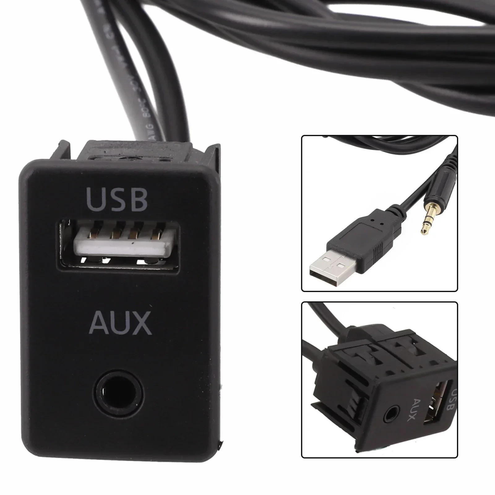 Car USB Audio Socket Dash Flush Mount Adapter Quick Installation Reliable Wear-resistant Practical Easy To Use