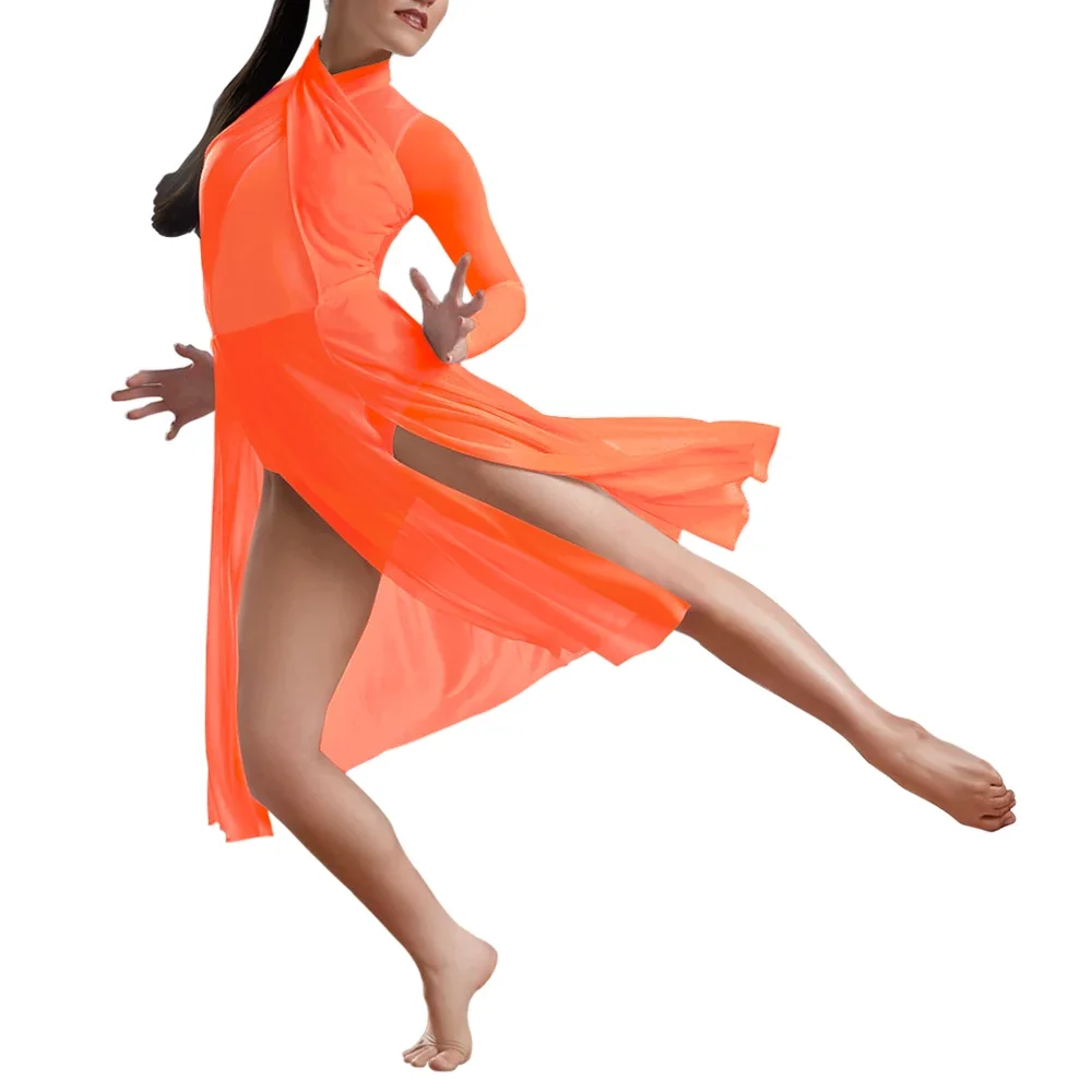 MiDee Lyrical Dance Dress Girls Women Cross Hugging Jumpsuit Moder Ballet Oufit Stage Performance Dance Costume Elegant Skirt