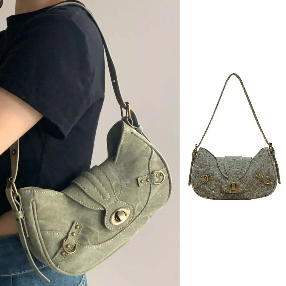 Y2K Wasteland Punk Shoulder Bag Solid Color Handbag PU Underarm Bag Fashion Design Korean Style Korean Style Handbag Shopping