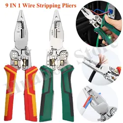 Upgraded 9 In 1 Foldable Wire Stripper Crimper Cable Cutter Pliers Multifunctional For Wire Stripping Shearing Cutting Tools