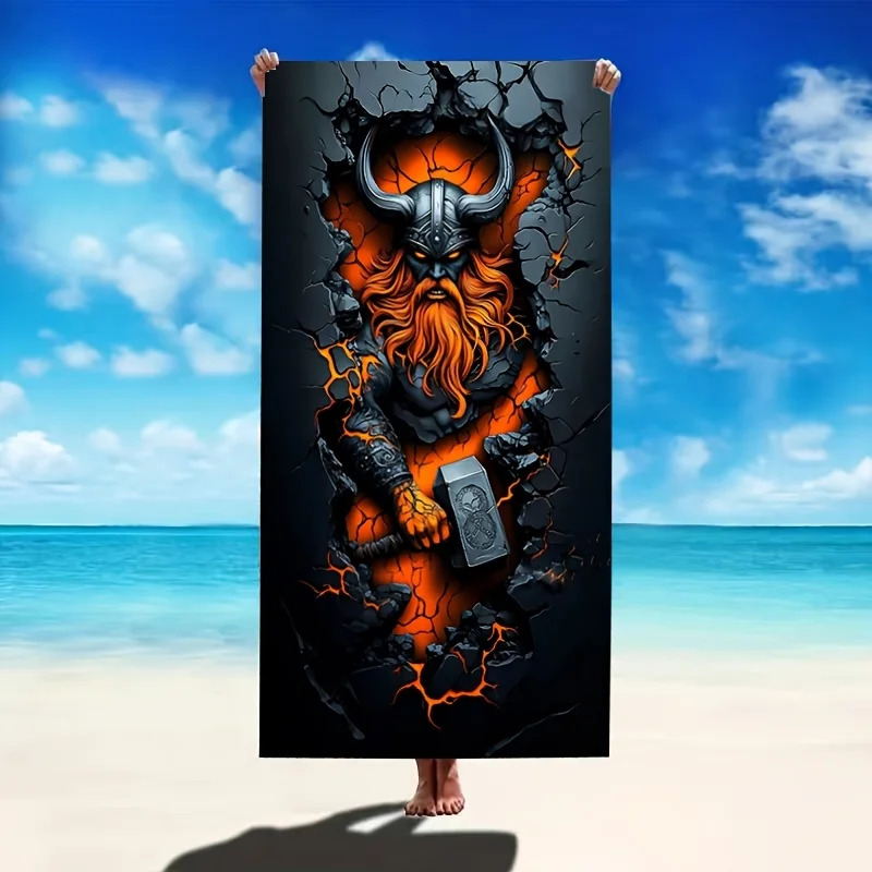 

Viking-themed Beach Towel for FunMicrofiber terry bath towels for yoga, travel, swimming, fitness and camping
