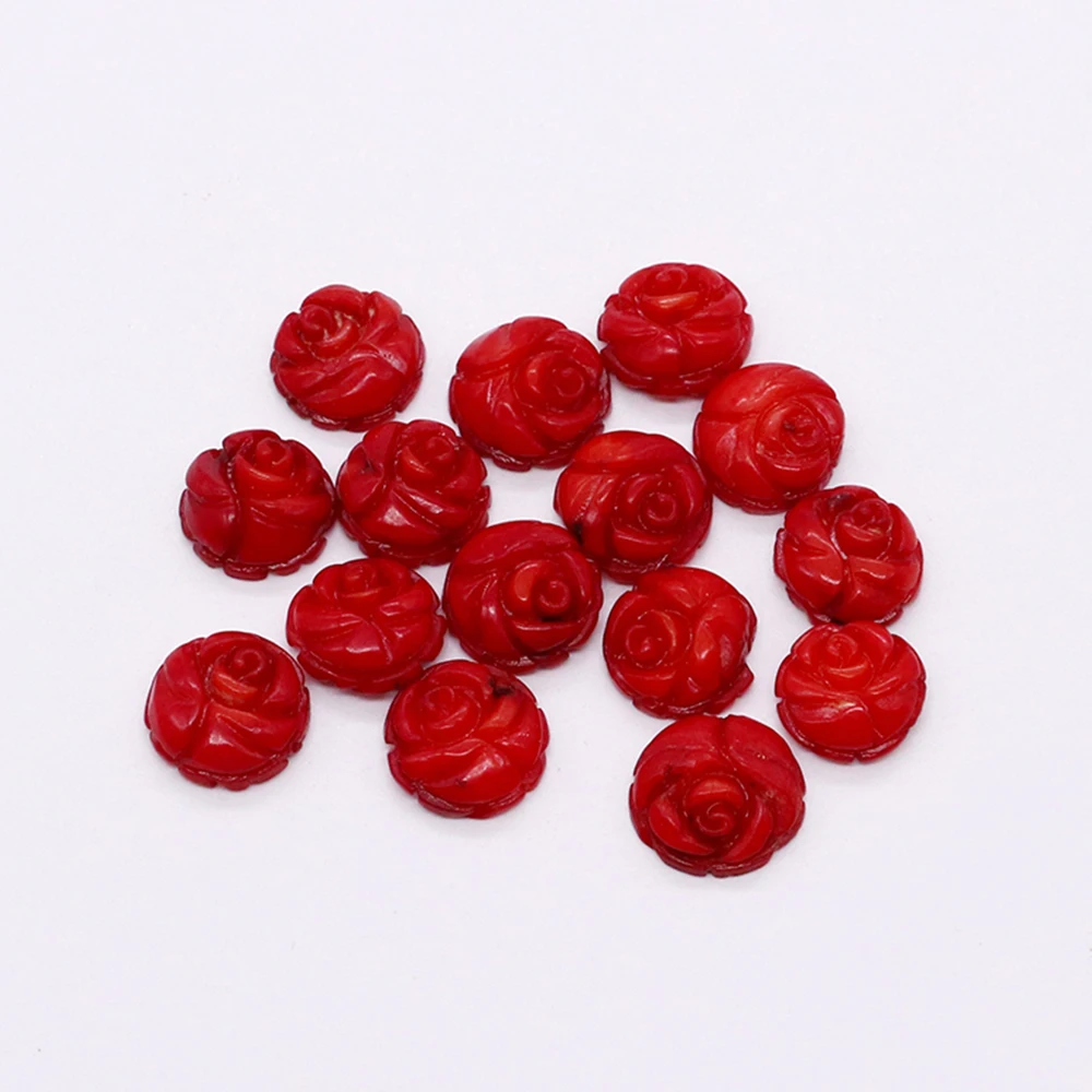 1pc Non-porous Flower-shaped Beads Natural Red Coral Stone Beads for Jewelry Handmade Necklace Bracelets DIY Making Accessories