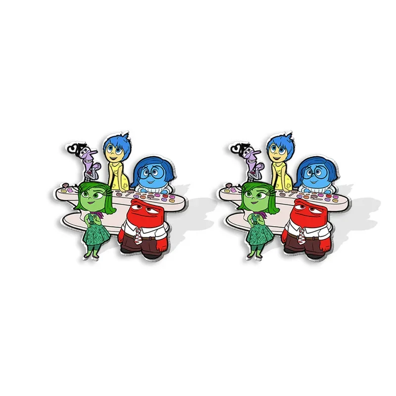 Inside Out 2 Cartoon Stud Earrings Animation Character Joy Fear Anger Disgust Sadness Figure Girl Acrylic Earrings Jewelry Gifts