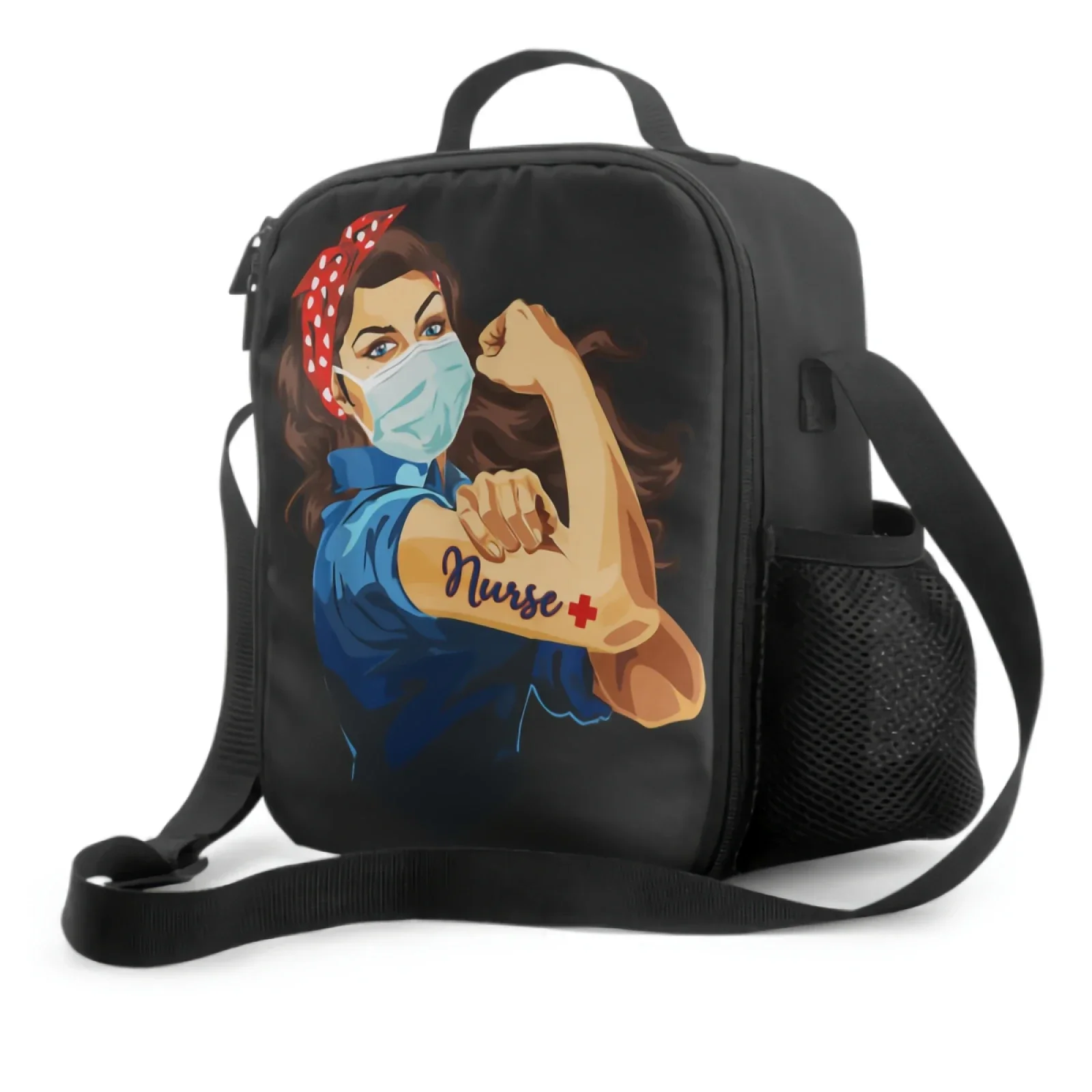 A Woman With Mask And Nurse Lettering Lunch Box Insulated Meal Bag International Nurse Day Lunch Bag Reusable Food Container