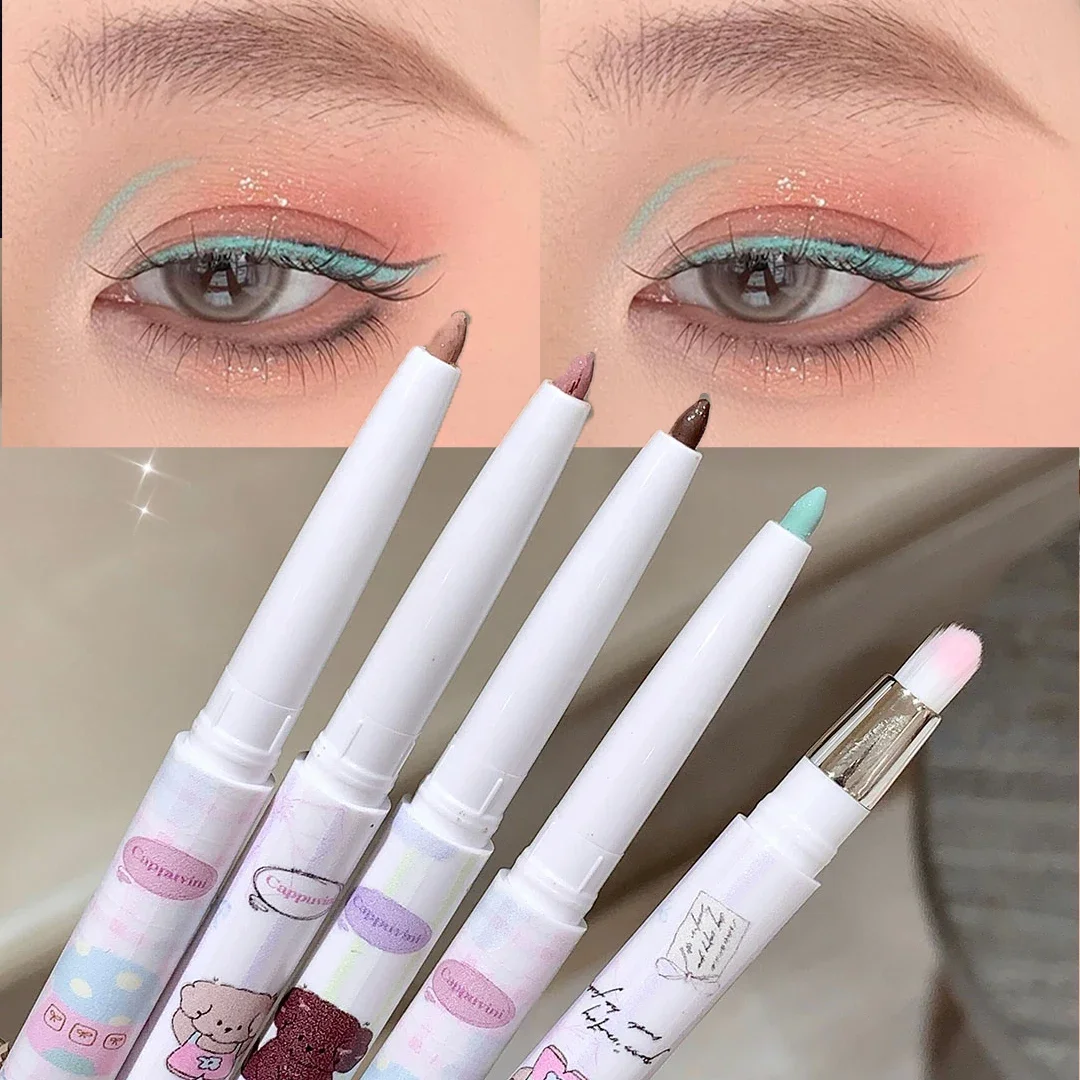 Gel per eyeliner all'uva perlescente con pennello misto liscio come la seta tè marrone rosa sdraiato baco da seta ombretto matita per eyeliner impermeabile