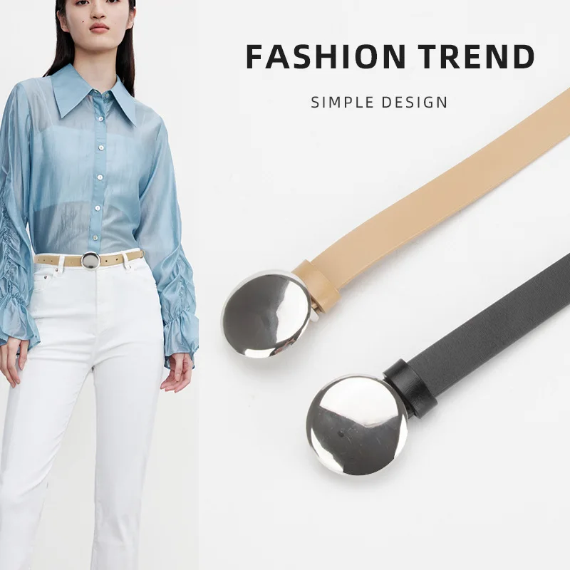 

Belt Women's Alloy Plate Buckle Dress Trim Belt Premium Versatile Dress Pants Trim Belt