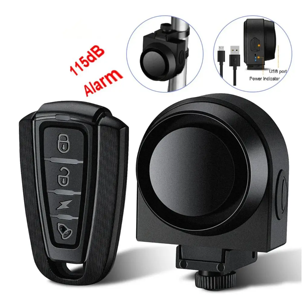 

115dB Bicycle Motorcycle Alarm Vibration Sensor Anti-theft Wireless Remote Control Alarm 3 Sensitivity Compact Bicycle Bell