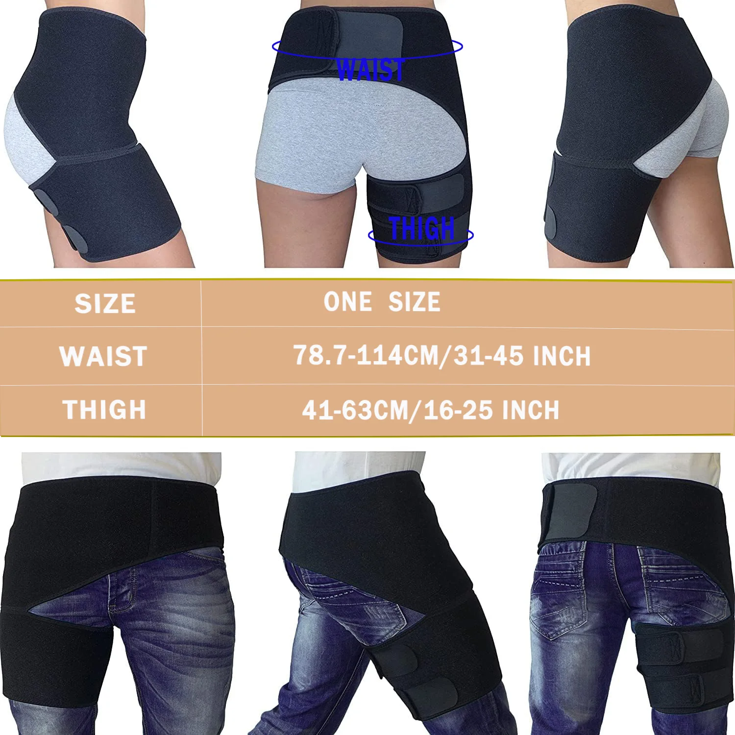 Adjustable Hip Brace Groin Support Wrap Thigh Compression Belt For Sports Injury Recovery Pain Relief Men Women