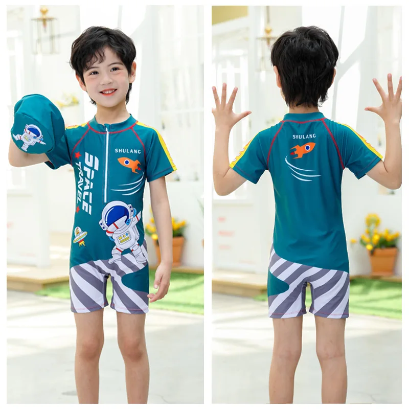 Costumi da bagno per bambini da bambino Costumi da bagno interi con cerniera Costume da bagno con cerniera UPF 50+ con cappello Set costume da bagno dinosauro