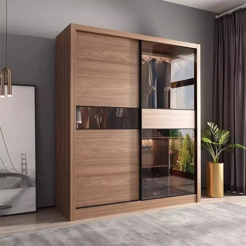 

Sliding door household bedroom economical glass sliding door storage wardrobe board