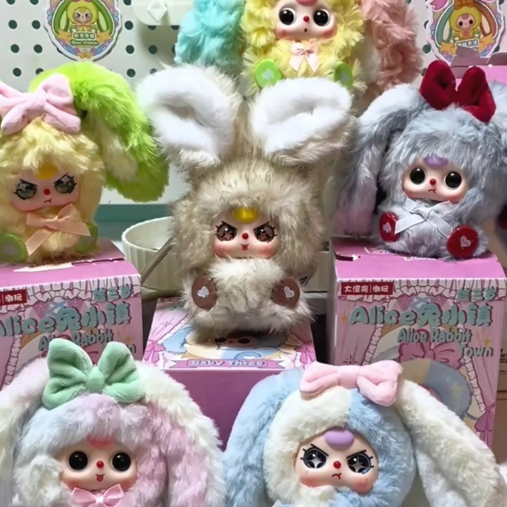 

Baby Three Alice Rabbit Town Blind Box Keychain Cute Surprise Bag Desktop Ornament Anime Doll Pendant Kawaii Mystery Box Gifts