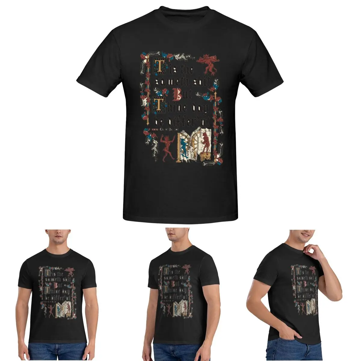 

Мужская футболка в средневековом стиле с английской историей, хлопковые футболки большого размера, мужские футболки с коротким круглым вырезом, летняя одежда, топы