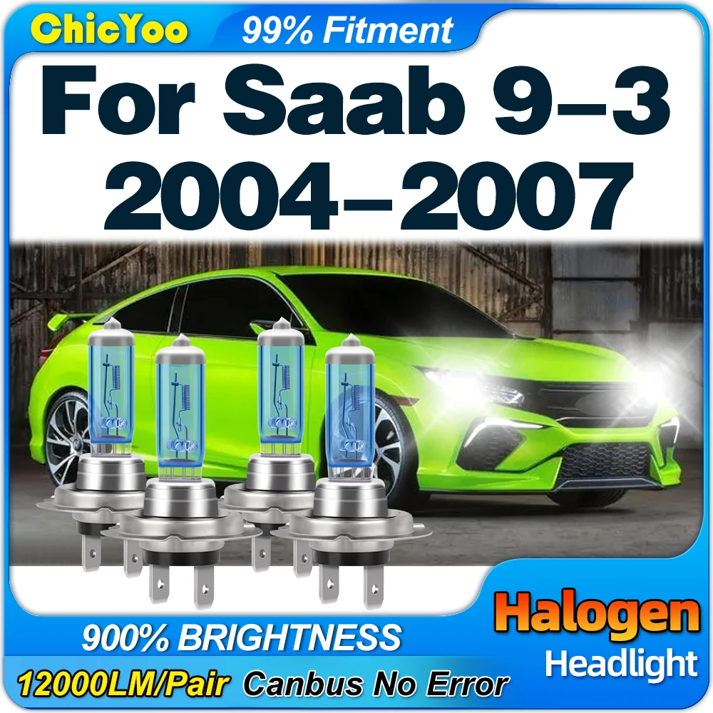 

200W Xenon Halogen Headlight Bulbs 6000K White Auto Lamps 12V Plug And Play Car Headlamps For Saab 9-3 2004 2005 2006 2007