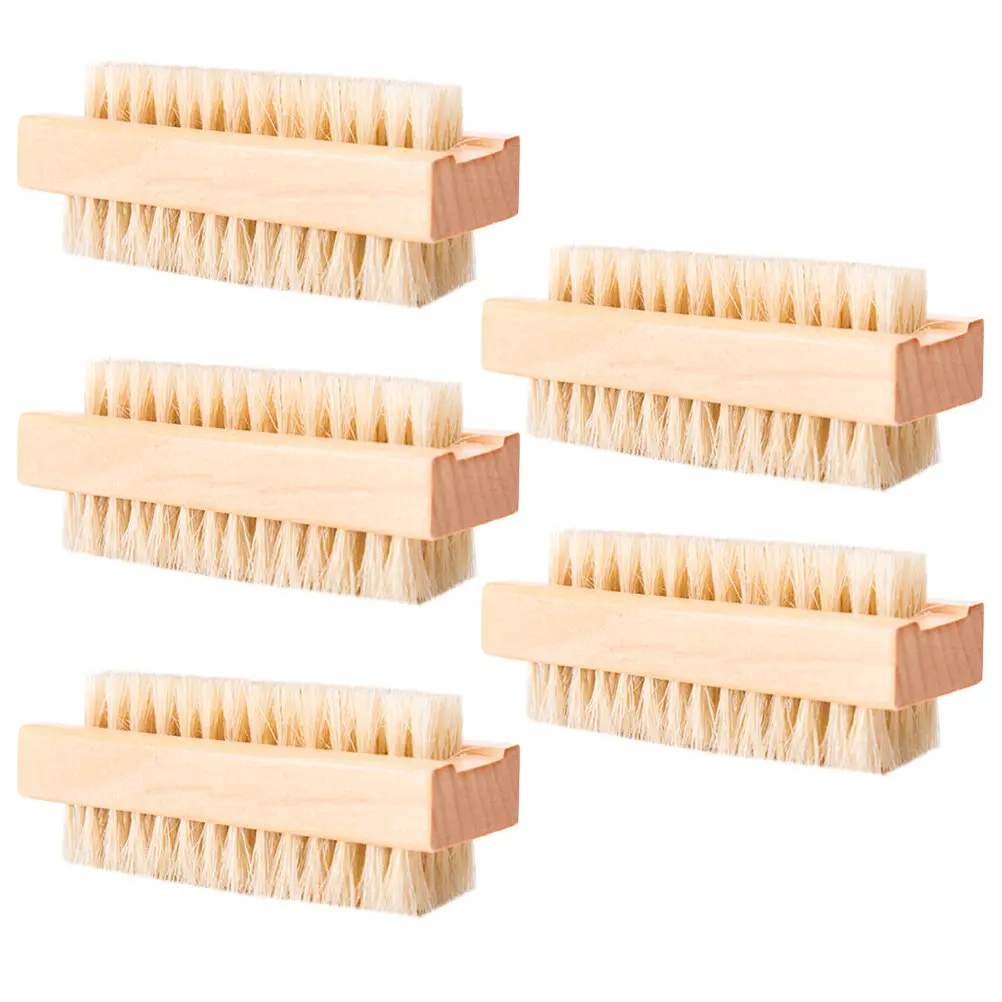 

Набор из 5 щеток для ногтей из натурального лотосового дерева с щетиной из свиной щетины для нежного отшелушивания, очищения рук и зоны под ногтями, обеспечивающий сияющий эффект