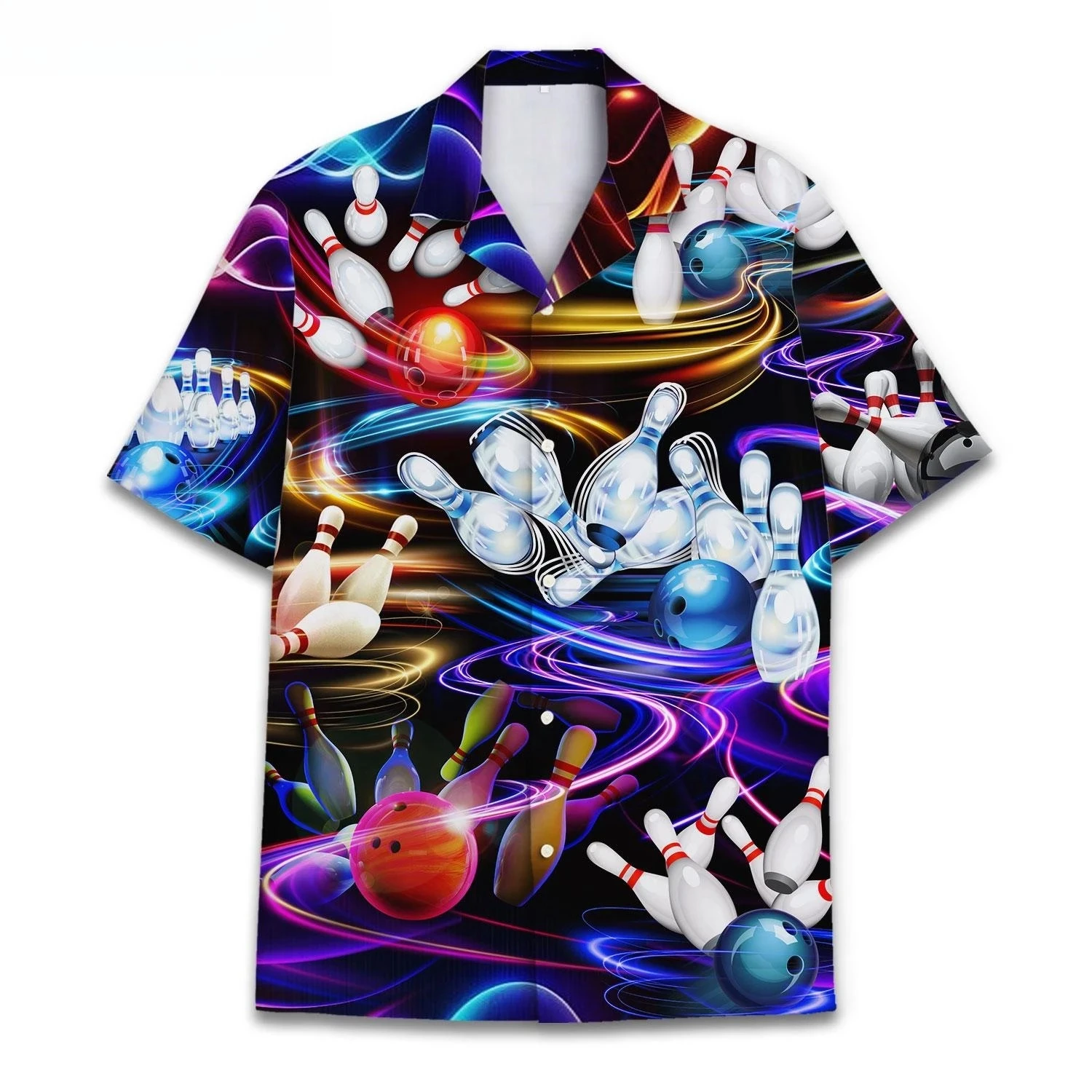 Sports Bowling 3D Printed Hawaiian Shirt for Men Cool Summer Beach Shirts 2026 Lapel Short Sleeves Tops Button Blouse Tops - view 5