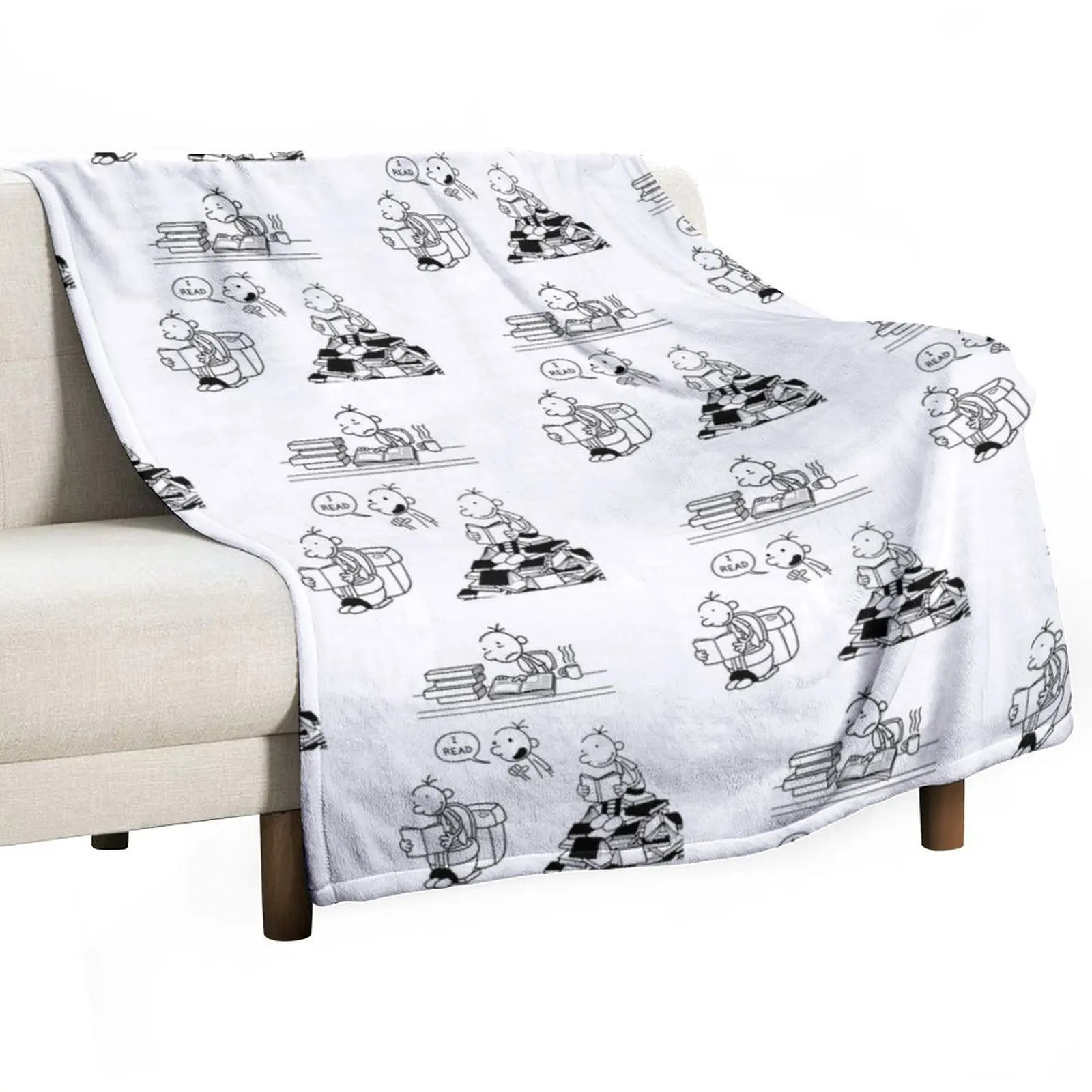 

WIMPY KID READING Throw Blanket Outdoor Soft Blanket for Picnic Beach Camping