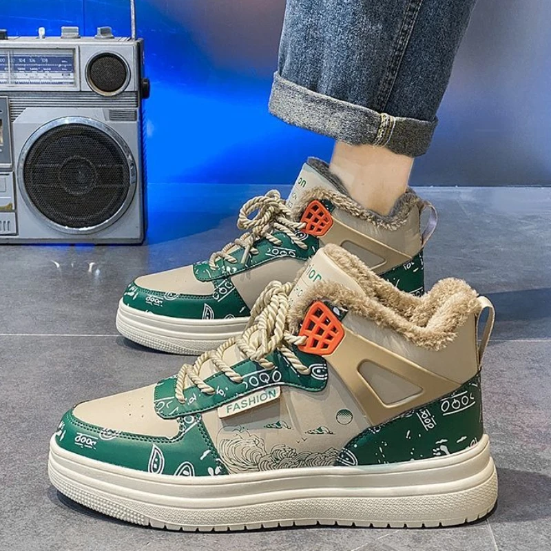 

​High Top Men's Sneakers 2025 New Release Warm Fleece Lined Thickened Winter Sports Shoes Waterproof Durable Outdoor Footwear​