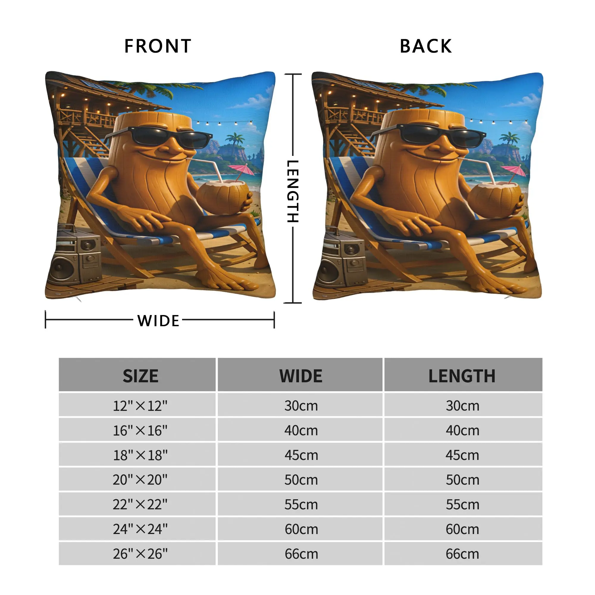 Tung Relaxing On Beach Chair Holding Coconut Drink Pillow Cover  Print Cushion Cover Funny Pillow Case For Sofa Car Home Decor