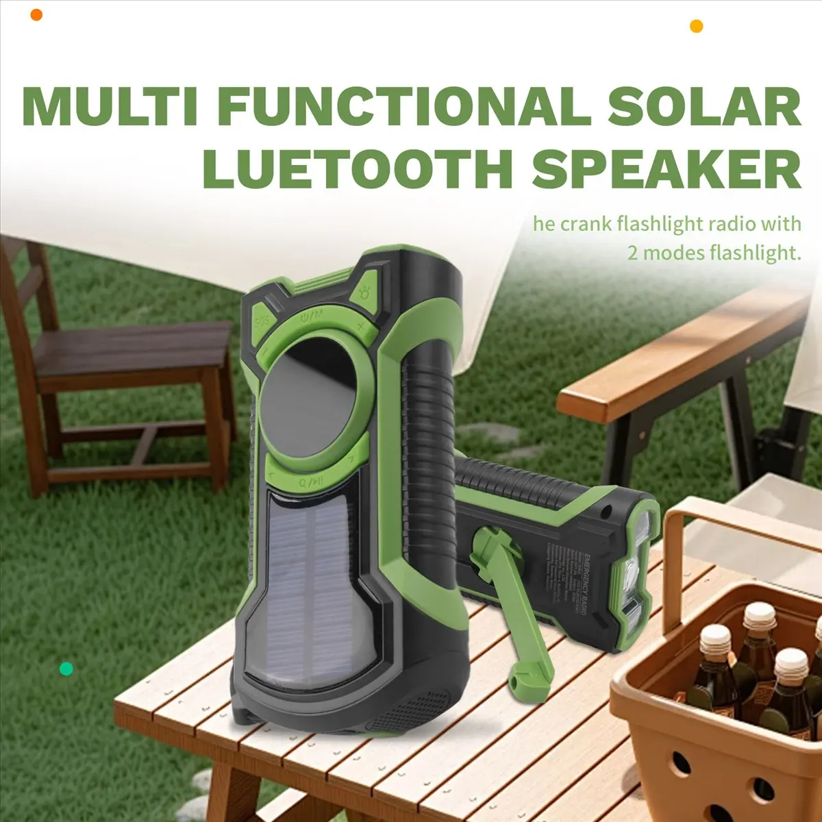 

[В наличии] Ручное солнечное радио Портативное метеорологическое радио AM/FM/NOAA со светодиодным фонариком Bluetooth 5.0 Динамик Аварийное радио-C