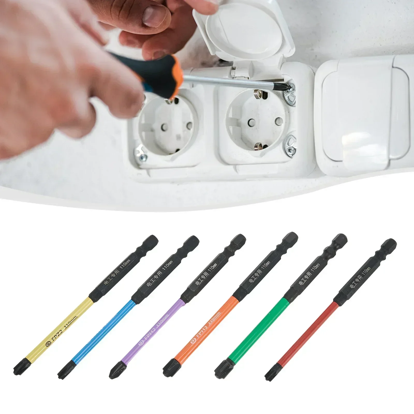 Imagem -03 - Conjunto 110 mm Magnético Especial Fenda Cruz Chave de Fenda Bit para Eletricista Fph1 Fph2 Fph3 Fpz1 Fpz2 Fpz3 Liga Aço Peças